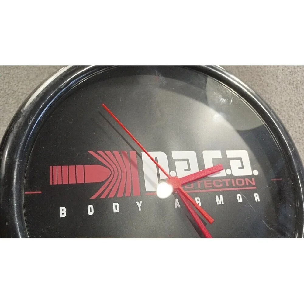 P.A.C.A Protection Body Armor Wall Clock Black Wall Mountable